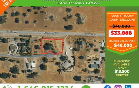 0.75 acre lot in Stallion Springs, CA. A double sized lot in the Horse Thief Golf and Country Club community